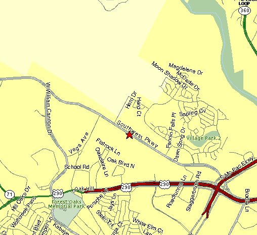 Map to St. Phillip, Austin, Texas
