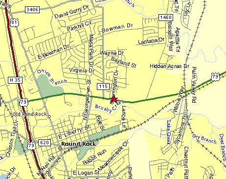 Map to St. Richard's, Round Rock, Texas
