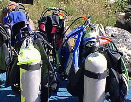 SCUBA at Koloa Landing, tanks at the ready 
